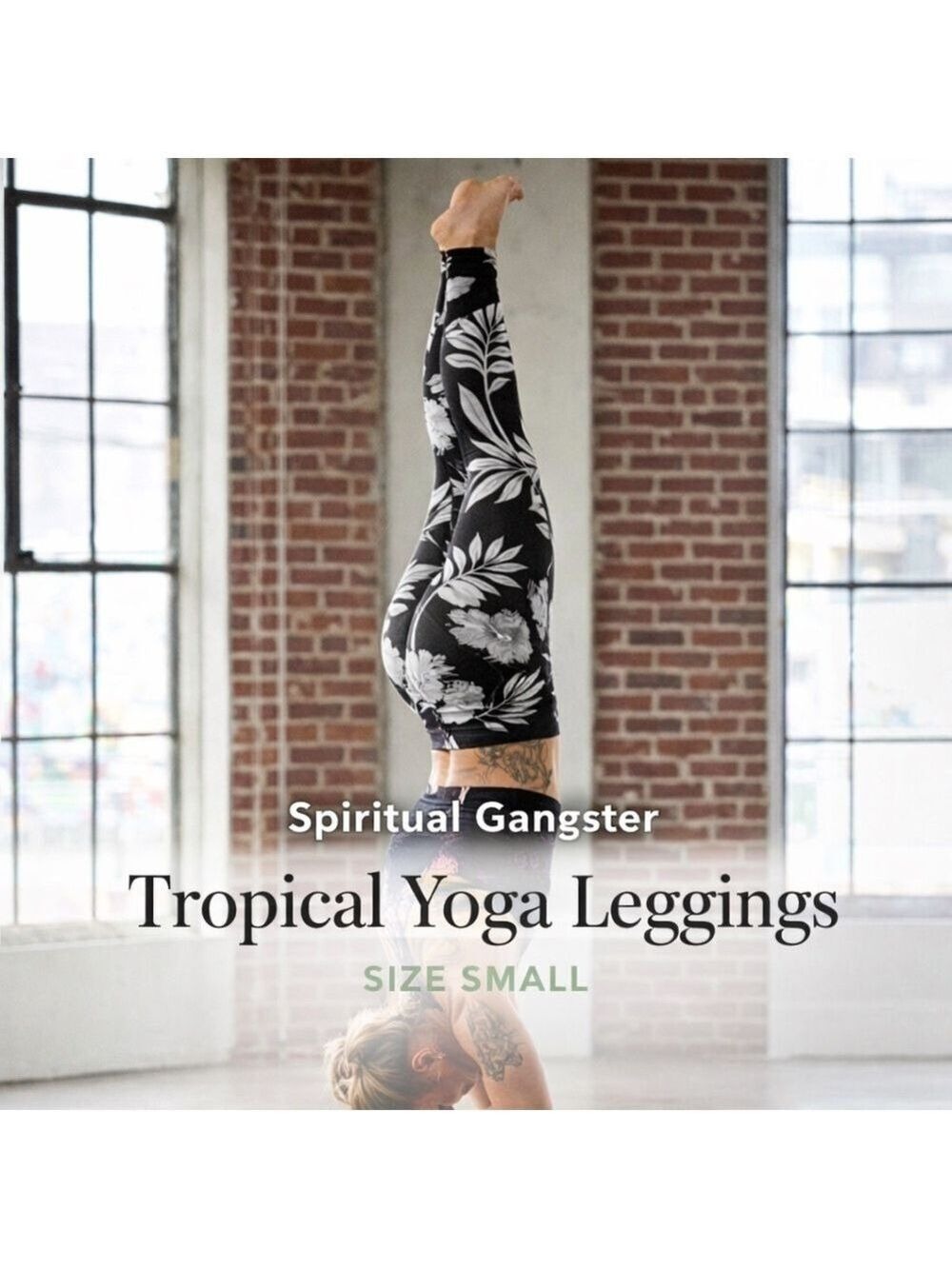 Spiritual Gangster Leggings Tropical Floral Yoga Pants Black White High Rise S